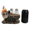 1 Set Of Farm Hay Wagon Sunflower Mother Hen & Chicks Salt Pepper Shakers Holder Figurine view 4