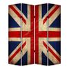 Benjara Alfie 71 Inch Folding Screen Room Divider, Union Jack Printing, 4 Panels, Red, White, Blue view 1