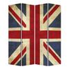 Benjara Alfie 71 Inch Folding Screen Room Divider, Union Jack Printing, 4 Panels, Red, White, Blue view 2