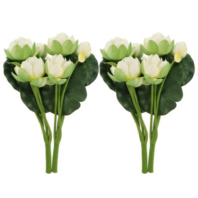 HXSCOO Flower Artificial Lotus Bouquet Fake Decoration Wedding Faux Flowers Stems Lily Decor Bouquets Water Picks Simulation Branches (Color : White)
