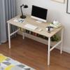 KWOKING Wooden Rectangular Writing Desk Bedroom Office Desk with Metal Legs Computer Desk Desktop Table Economical Student Home Rental Office Writing Desk Wood with Shelf 47.5" L x 16" W x 29" H view 1