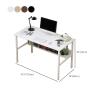 KWOKING Wooden Rectangular Writing Desk Bedroom Office Desk with Metal Legs Computer Desk Desktop Table Economical Student Home Rental Office Writing Desk Wood with Shelf 47.5" L x 16" W x 29" H view 2