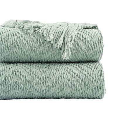BATTILO HOME Sage Green Throw Blanket for Couch, Knit Sage Throw Blanket Versatile for Couch, Super Soft Warm Spring Blanket for Bed Sofa, 50"x60"
