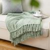 BATTILO HOME Sage Green Throw Blanket for Couch, Knit Sage Throw Blanket Versatile for Couch, Super Soft Warm Spring Blanket for Bed Sofa, 50"x60" view 2