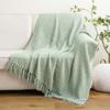 BATTILO HOME Sage Green Throw Blanket for Couch, Knit Sage Throw Blanket Versatile for Couch, Super Soft Warm Spring Blanket for Bed Sofa, 50"x60" view 3