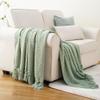 BATTILO HOME Sage Green Throw Blanket for Couch, Knit Sage Throw Blanket Versatile for Couch, Super Soft Warm Spring Blanket for Bed Sofa, 50"x60" view 4