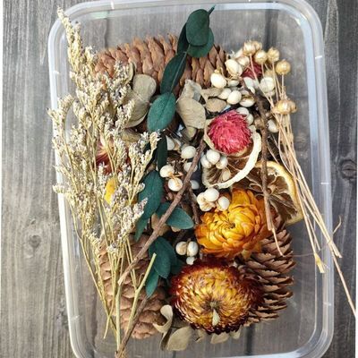 HXSCOO 1 Box Mixed Real Natural Dried Flower Dry Plant Dried Fruit Lemon DIY Handmade Garland Candle Making Frame Decor Home Decoration (Color : B)
