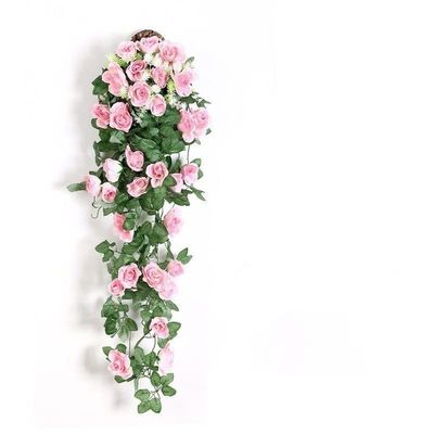 HXSCOO Artificial Hanging Flowers Fake Rose Vine Hanging Plants Faux Flowers for Wall Bedroom Wedding Garden Indoor Outdoor Decoration (Color : Pink)