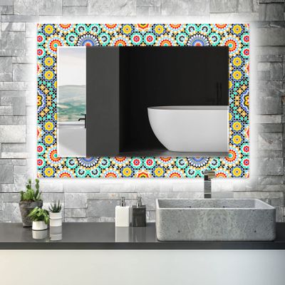 My Photostation.com Led Mirror with Tempered Glass 35.5 x 24''(Horizontal) Led Bathroom Mirror Wall Decor for Bedroom Makeup Mirror Entryway Decor-Illuminated Mirror Led Lighted Vanity Mirror 189
