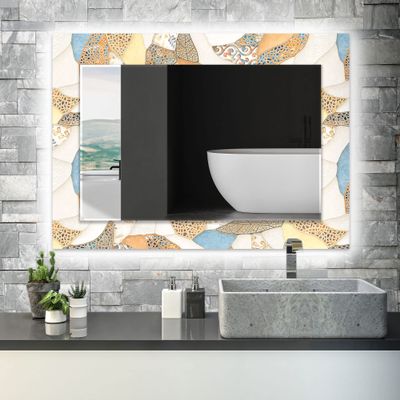 My Photostation.com Led Mirror with Tempered Glass 43 x 27.5''(Horizontal) Led Bathroom Mirror Wall Decor for Bedroom Makeup Mirror Entryway Decor-Illuminated Mirror Led Lighted Vanity Mirror 193