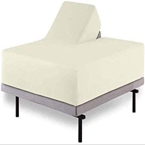 Top Split Cal King Fitted Sheet for Adjustable beds, 100% Cotton 600 TC, 30" Deep Pocket- 1 PC Half Split Fitted Sheet Only Split Down 32 inches from The Top, Ivory Solid - Split Cal King Size