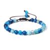 6mm Beads Agates Bracelet Natural Stone Braided Bracelets for Women Men Adjustable Rope Fire Vein Agates Jewelry Gift,Blue Striped Agate,Adjustable view 1