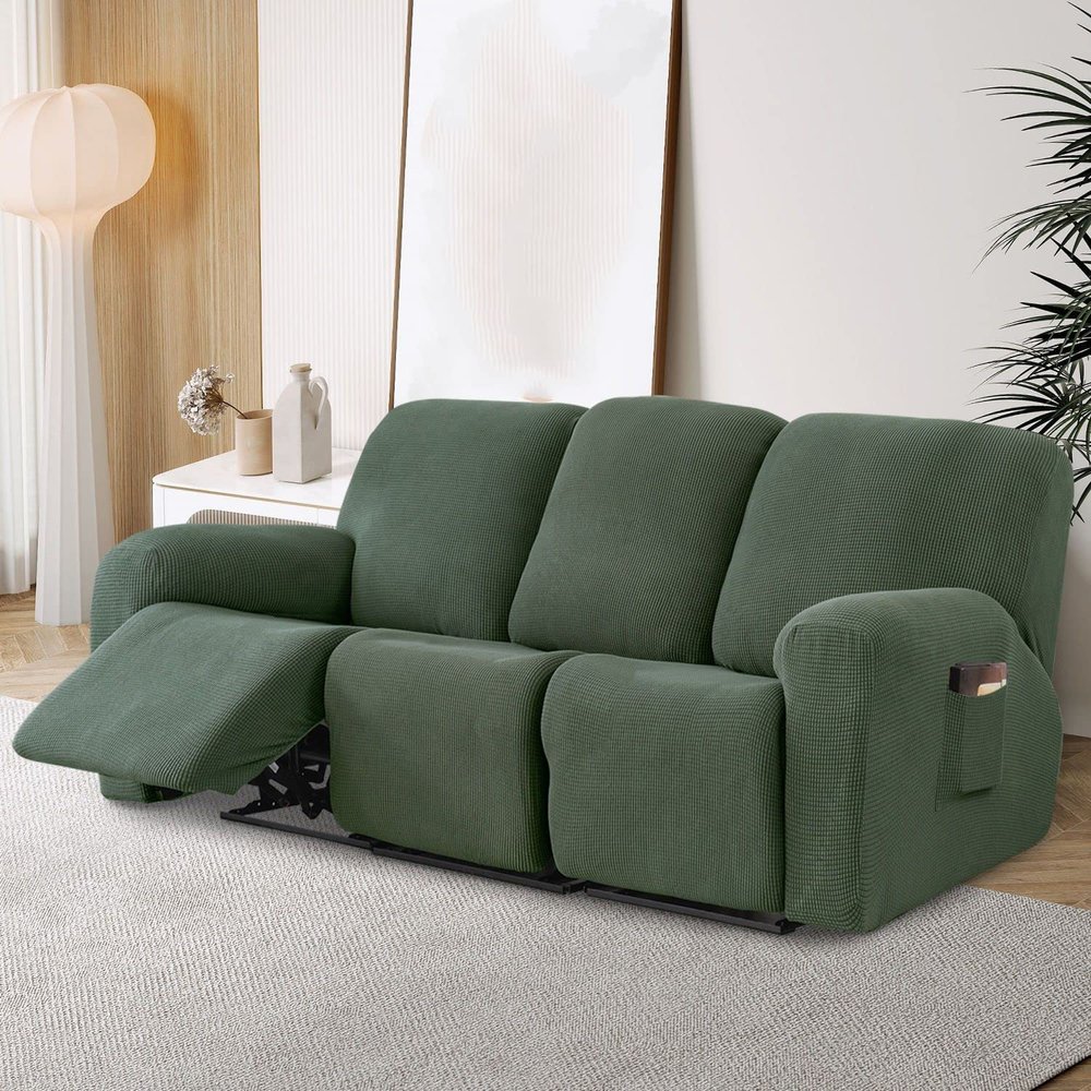 1/2/3 Seater Stretch Recliner Sofa Cover Jacquard Recliner Sofa Cover Thicken Spandex Sofa Cover with Elastic Bottom Furniture Protector Jacquard Highly Elastic Washable Anti-Slip Four Seasons ( Color