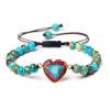 Purple Weathered Agates Bracelet Heart Crystal Woven Handmade Rope Bracelets for Women Men Jewelry,Imperial Stone,Adjustable view 1
