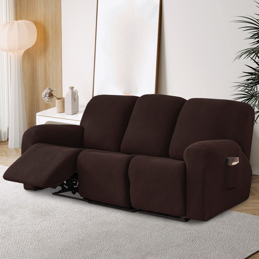 1/2/3 Seater Stretch Recliner Sofa Cover Jacquard Recliner Sofa Cover Thicken Spandex Sofa Cover with Elastic Bottom Furniture Protector Jacquard Highly Elastic Washable Anti-Slip Four Seasons ( Color