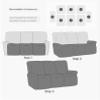 1/2/3 Seater Stretch Recliner Sofa Cover Jacquard Recliner Sofa Cover Thicken Spandex Sofa Cover with Elastic Bottom Furniture Protector Jacquard Highly Elastic Washable Anti-Slip Four Seasons ( Color view 3
