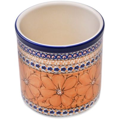 Polmedia Polish Pottery Utensil Jar UNIKAT - Marigold Dreams Pattern Handmade in Boleslawiec Poland by Ceramika Artystyczna + Certificate of Authenticity