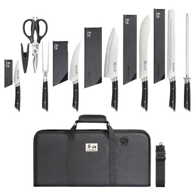 Cangshan HELENA Series German Steel Forged BBQ Knife Set (Black, 9-Piece Bag Set)