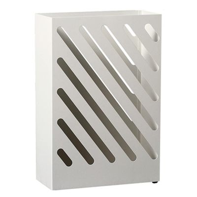 Fodalob Umbrella Stand Modern Creative Metal, Commercial Freestanding Umbrella HolderBucket, Multifunctional Storage Rack, with Drainer and Hook (Color : White)