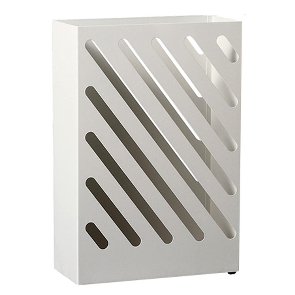 Fodalob Umbrella Stand Modern Creative Metal, Commercial Freestanding Umbrella HolderBucket, Multifunctional Storage Rack, with Drainer and Hook (Color : White)