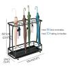 Fodalob Umbrella Racks, Black Metal Rectangular Umbrella Stand Holder with Drip Tray, Hooks for Entryway, Office, for Canes Walking Sticks Folding and Hiking Poles (Size : 18 Holes 10 Hooks) view 2