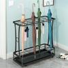 Fodalob Umbrella Racks, Black Metal Rectangular Umbrella Stand Holder with Drip Tray, Hooks for Entryway, Office, for Canes Walking Sticks Folding and Hiking Poles (Size : 18 Holes 10 Hooks) view 3