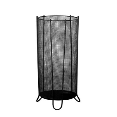 Fodalob Umbrella Rack Stand for Canes Walking Sticks Umbrellas, Umbrella Holder Bucket, Cylinder with Water Tray, Grid Design, 20x23x60cm, Black
