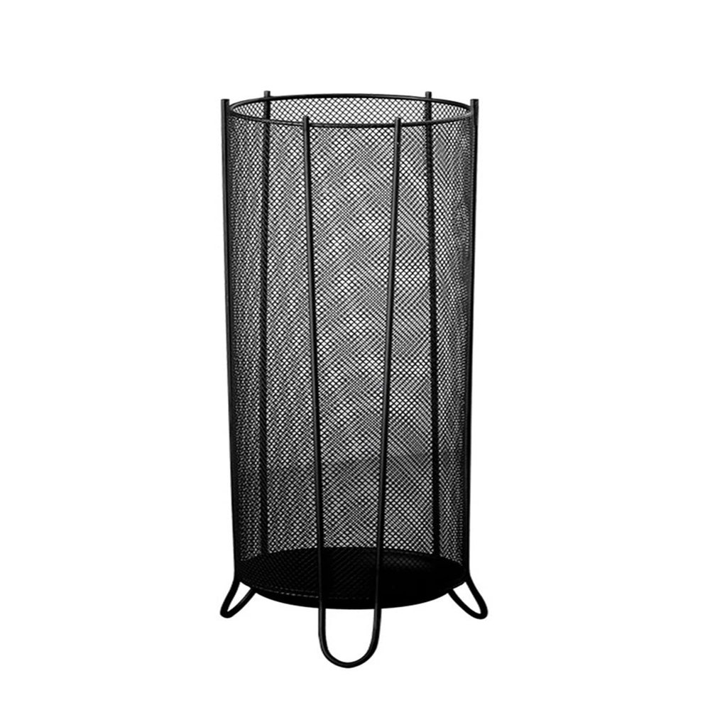 Fodalob Umbrella Rack Stand for Canes Walking Sticks Umbrellas, Umbrella Holder Bucket, Cylinder with Water Tray, Grid Design, 20x23x60cm, Black
