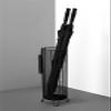 Fodalob Umbrella Rack Stand for Canes Walking Sticks Umbrellas, Umbrella Holder Bucket, Cylinder with Water Tray, Grid Design, 20x23x60cm, Black view 2