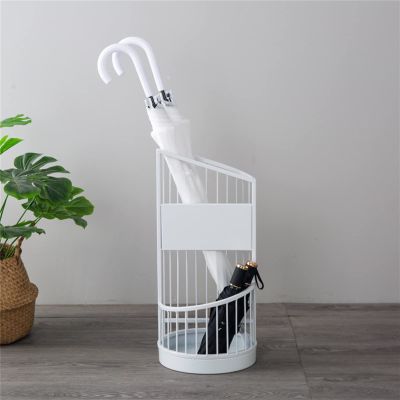 Fodalob Umbrella Stand Holder Metal Iron Umbrella Bucket for Hotel Bench Lobby Moisture - 3 Colors Commercial Freestanding Umbrella Holder (Color : White, Size : 25x55cm)