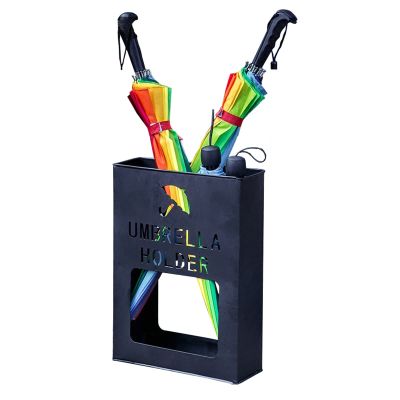 Umbrella Stands for Entryway,Rectangular Umbrella Holder Rack, Lattice Cutouts, Hold 12 Umbrellas, Commercial Freestanding Umbrella Holder (Color : Black)