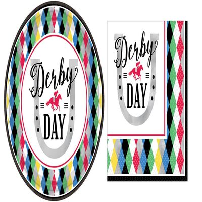 CV Party Bundles Ultimate Derby Day Celebration Kit for 16 Guests - Complete with Napkins, Plates, includes a Maze Game Activity Card from ClassicVariety