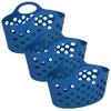 Basket with Handles 3 count Plastic Oval Carry Totes 12"x7"x7" (Dark Navy Blue) view 1