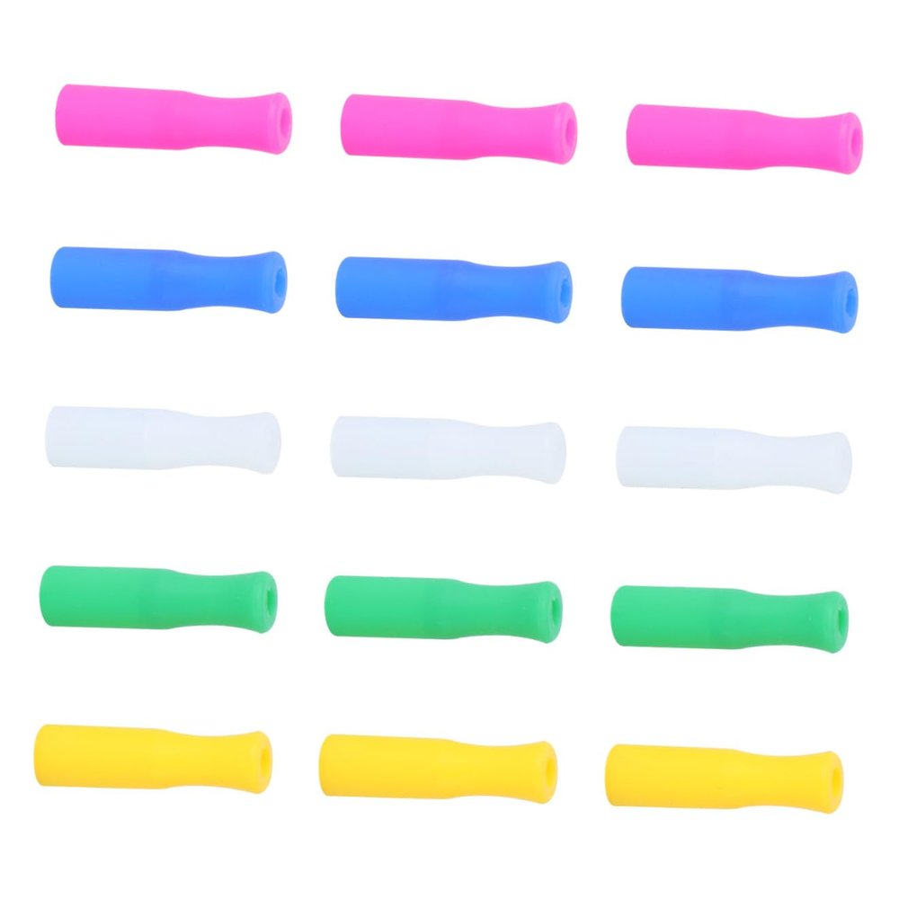 UPKOCH 25pcs Tumbler Straws Rubber Straw Tips Silicone Straw Tips Stainless Steel Straw Silicone Straw Covers Stainless Steel Straws Cover Metal Straw Silicone Tips Straws Covers Nozzle