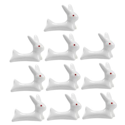 CIYODO 10Pcs Cartoon Ceramic Bunny Tableware Holder Cute Chopsticks Rest Stylish Rabbit Shape Design for Dining Portable Ink Brush Rack for Study Room Present