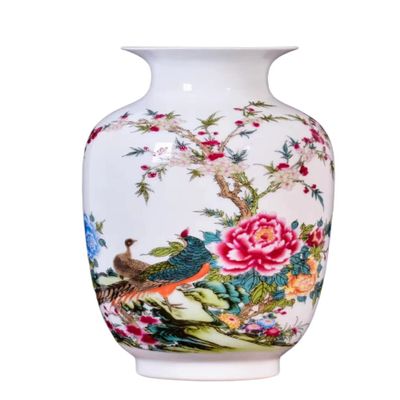 AMITVA Chinese Classic Traditional Antique Jingdezhen Chinese Porcelain Flower Vase for Home Office Decor Decorative Vase -B:high 22 CM