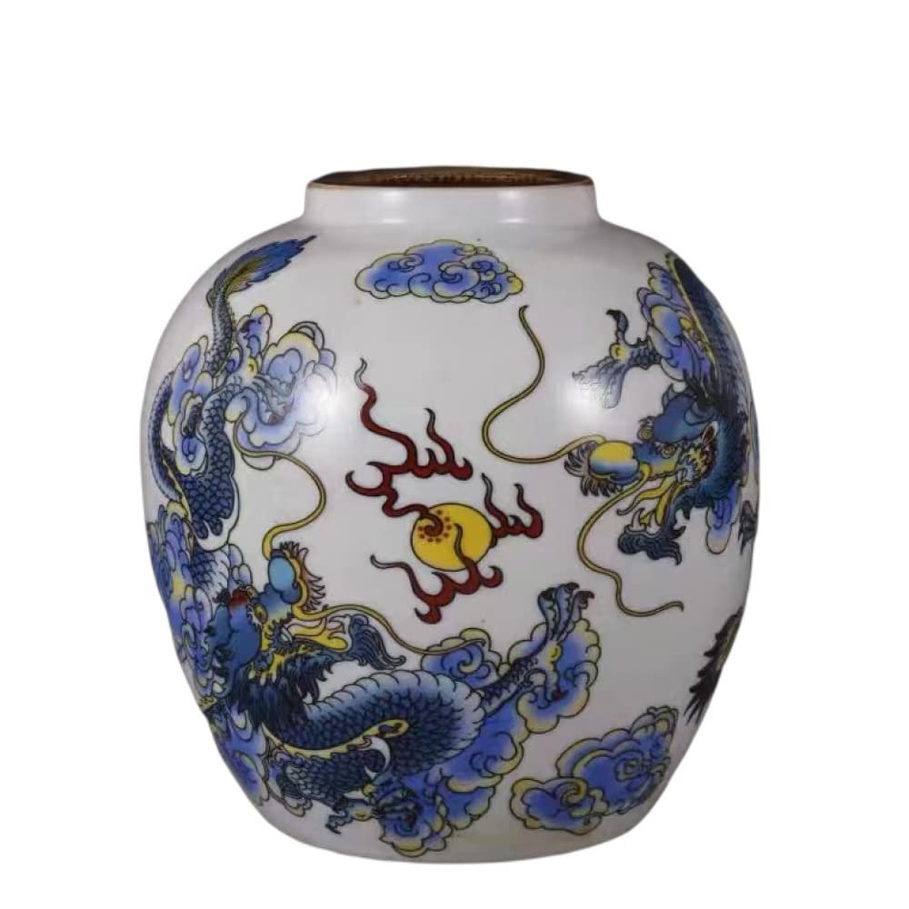 AMITVA Chinese Classic Traditional Antique Jingdezhen Chinese Porcelain Flower Vase for Home Office Decor Decorative Vase -14.5 * 15 CM