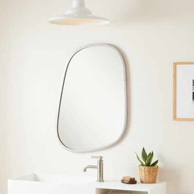 Signature Hardware 484231 Amburgey 33-3/4" x 33-3/4" Asymmetrical Framed Bathroom Mirror - Antique Silver