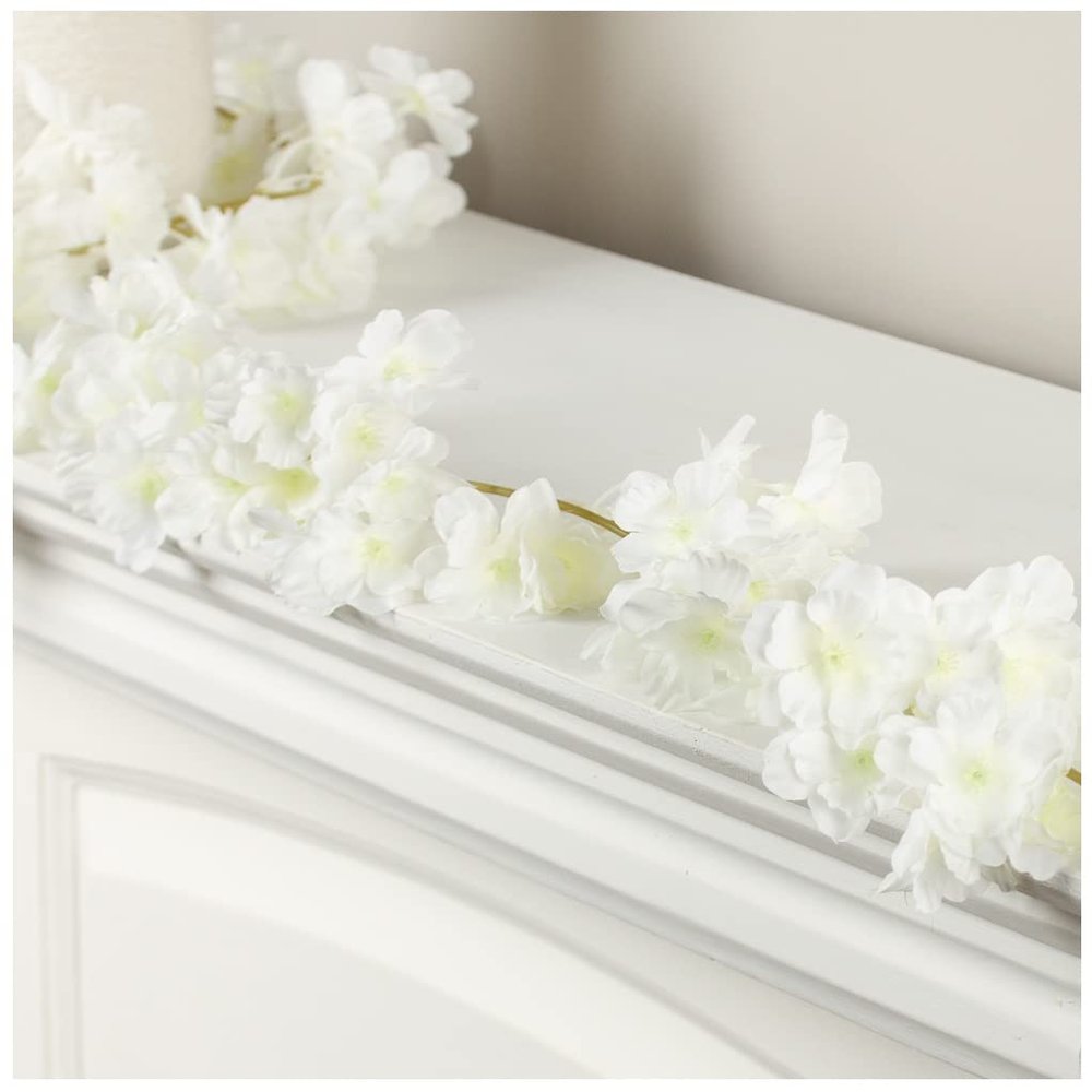 Factory Direct Craft Cream Artificial Cherry Blossom Garlands 2 Cherry Blossom Garlands for Spring Decorating and Summer Displays (72 Inches Long Each)