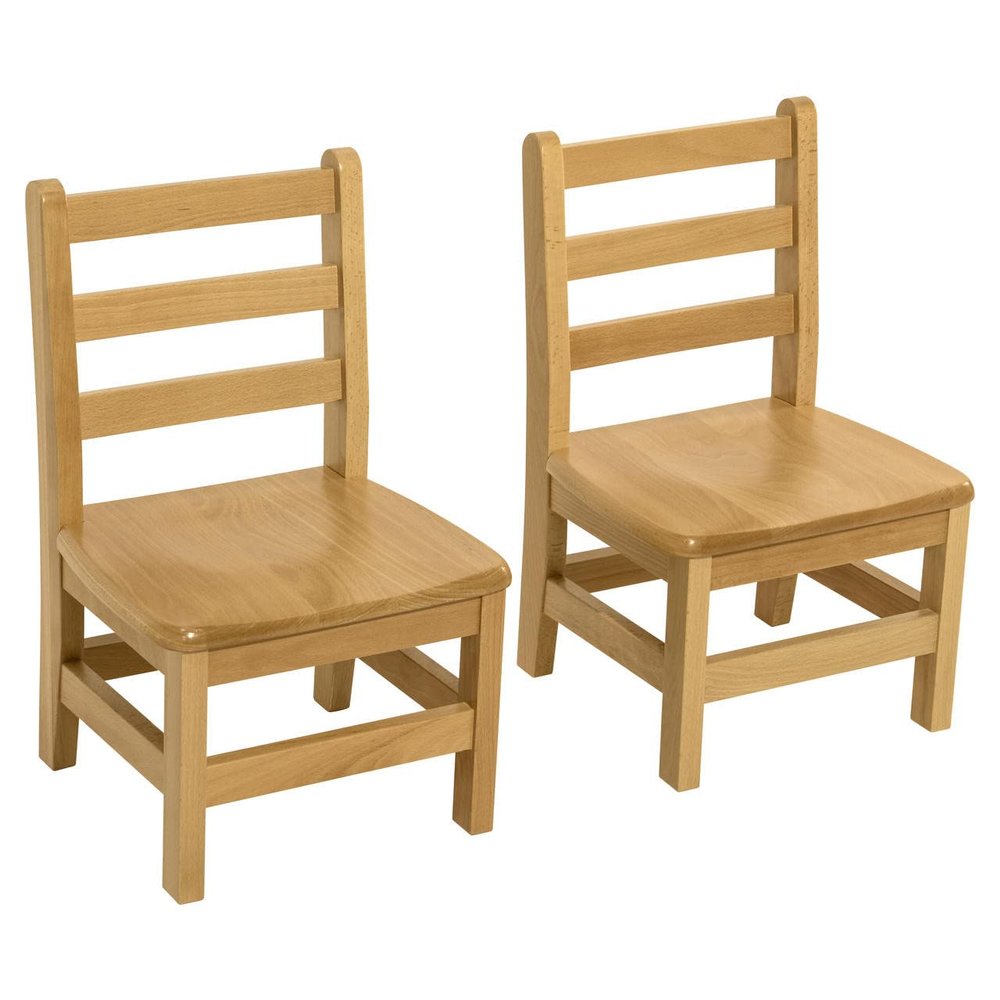 RRI Goods Kids Wooden Chair Set, Fully Assembled Youth Ladderback Wood Chairs for Children, 12" Seat Height for Ages 6-8 (Set of Two)
