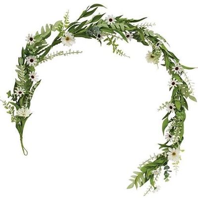 First of a kind Cape Daisy, Astilbe, & Herb Garland (4ft) - Spring Theme Garland for Indoor Outdoor Decorations, Floral Leaves Garland for Spring, Summer Wedding Decoration