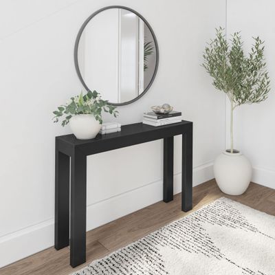 Plank+Beam Modern Solid Wood Console Table, 46 Inch, Sofa Table, Narrow Entryway Table for Hallway, Behind The Couch, Living Room, Foyer, Easy Assembly, Black