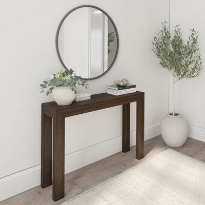 Plank+Beam Modern Solid Wood Console Table, 46 Inch, Sofa Table, Narrow Entryway Table for Hallway, Behind The Couch, Living Room, Foyer, Easy Assembly, Walnut