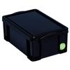 Really Useful Box 9.51 Qt. Latch Lid Storage Tote, 15.55" x 10.04" x 6.1", Solid Black view 1