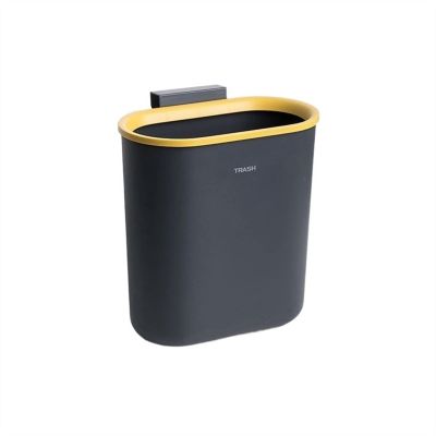 DYPASA Wastepaper Basket Wall Mounted Trash Can for Kitchen Plastic Hanging Garbage Tin for Bathroom Toilet Simple Lidless Trash Can Garbage Can (Color : Black, Size : 7.5L)