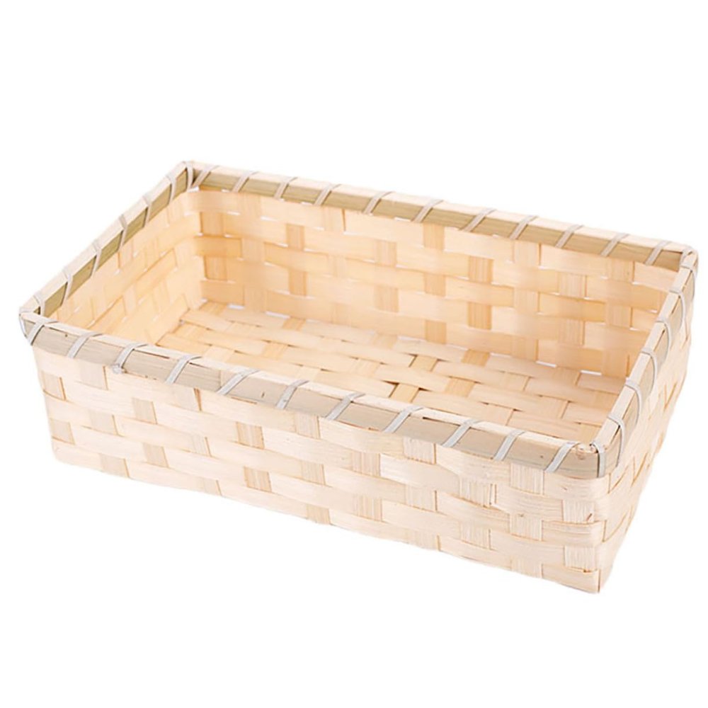 COLLBATH Rectangle Storage Basket Bamboo Storage Basket Lid Fruit Basket Cover for Bread