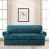GAMUKAI Velvet T-Cushion Sofa Cover 4-Piece Set  Stretchable Sofa Slipcover for 3-Seater Couches, Includes 3 T-Cushion Covers  Soft Furniture Protector (Teal, Sofa) view 2