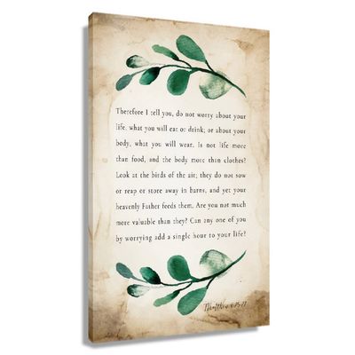 Matthew 6 25-27 Bible Verse Poster Christian Wall Art Do Not Worry About Your Life Praying Scripture Wall Decor Dining Room Prints for Bathroom (24x36inch(60x90cm),Unframed)
