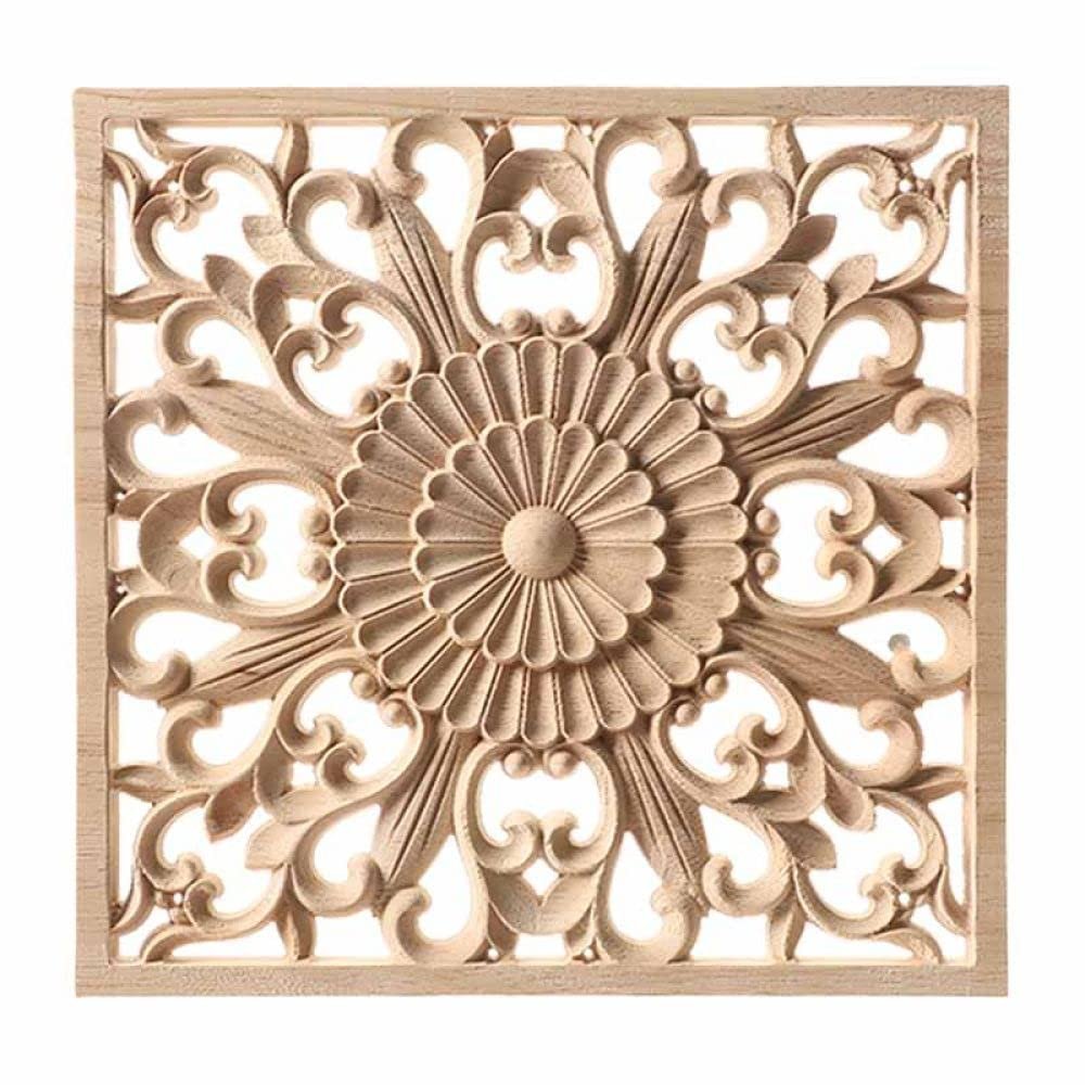 Wood Carved Corner Onlay Applique Unpainted Frame Cupboard Cabinet Decal for Home Furniture Decoration,F5,14