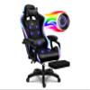 Gaming Chair with LED Lights and Speakers, Music Video Chair for Adults with Massage and Footrest, Ergonomic Chair with Headrest and Lumbar Support, Maximum Load 150KG. (All Black) view 1